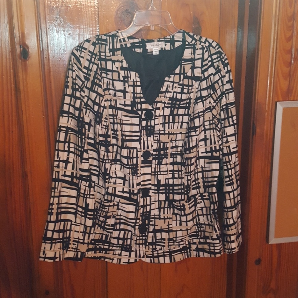 Black white and beige blazer